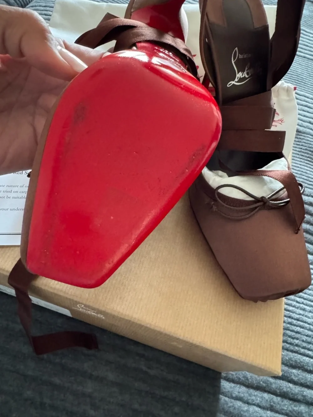 Christian Louboutin Cassia Lace Up Satin Pumps in Nude 8 - size 39.5 - Picture 9 of 12